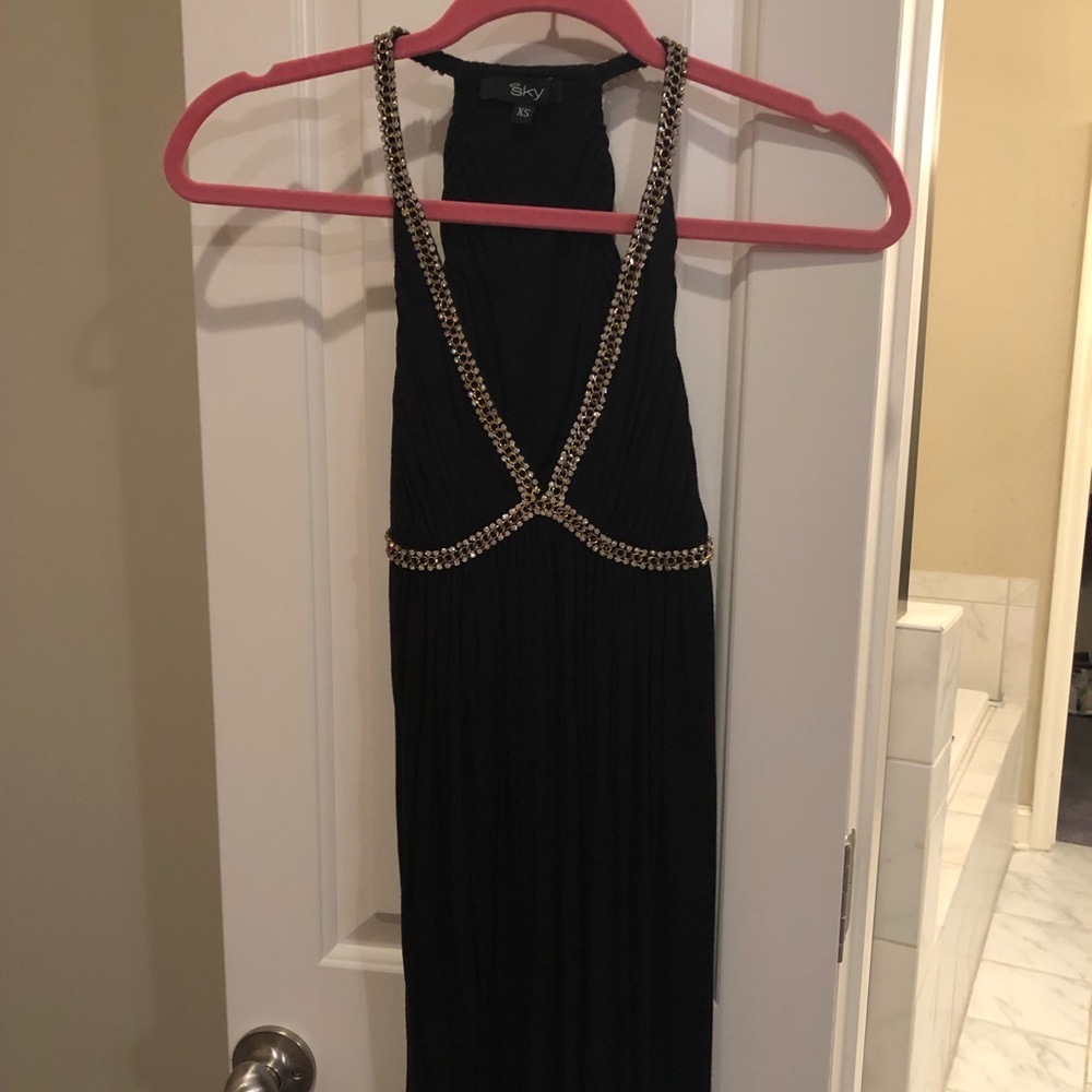 Sky embellished black dress